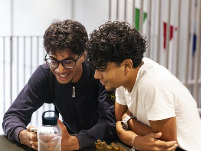 Two students working