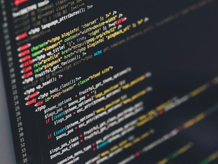 Screen showing code