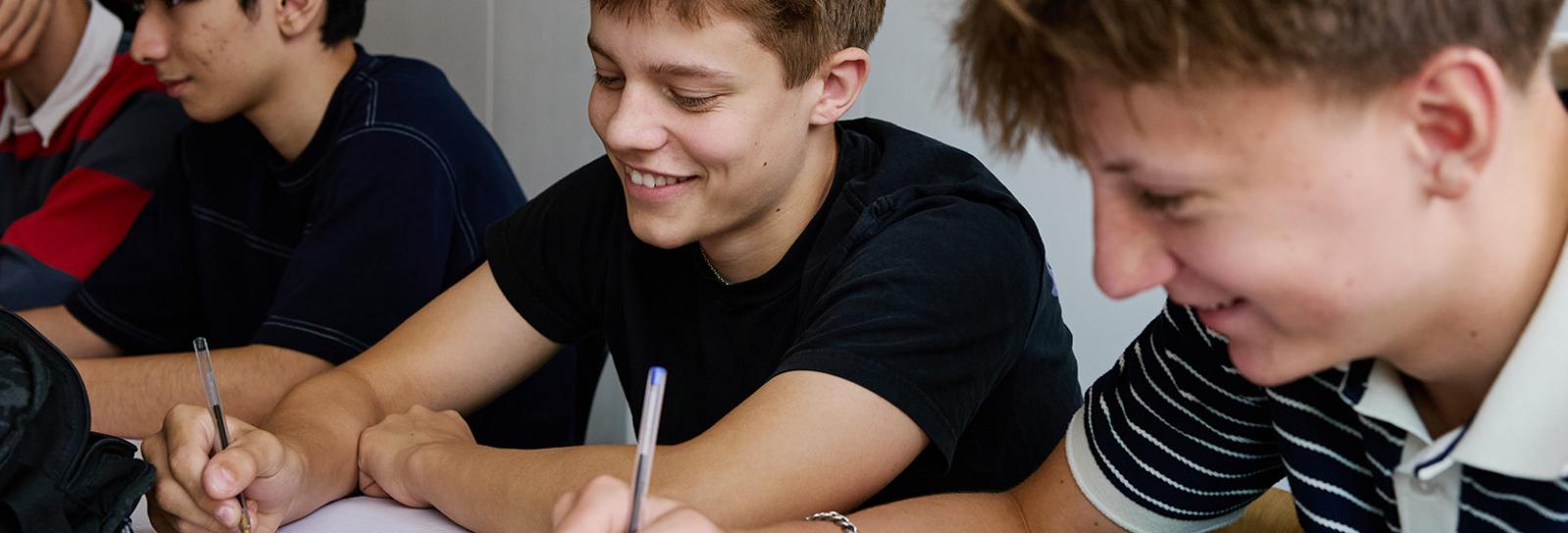 Students working in class