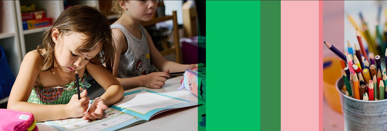 Students working in the classroom